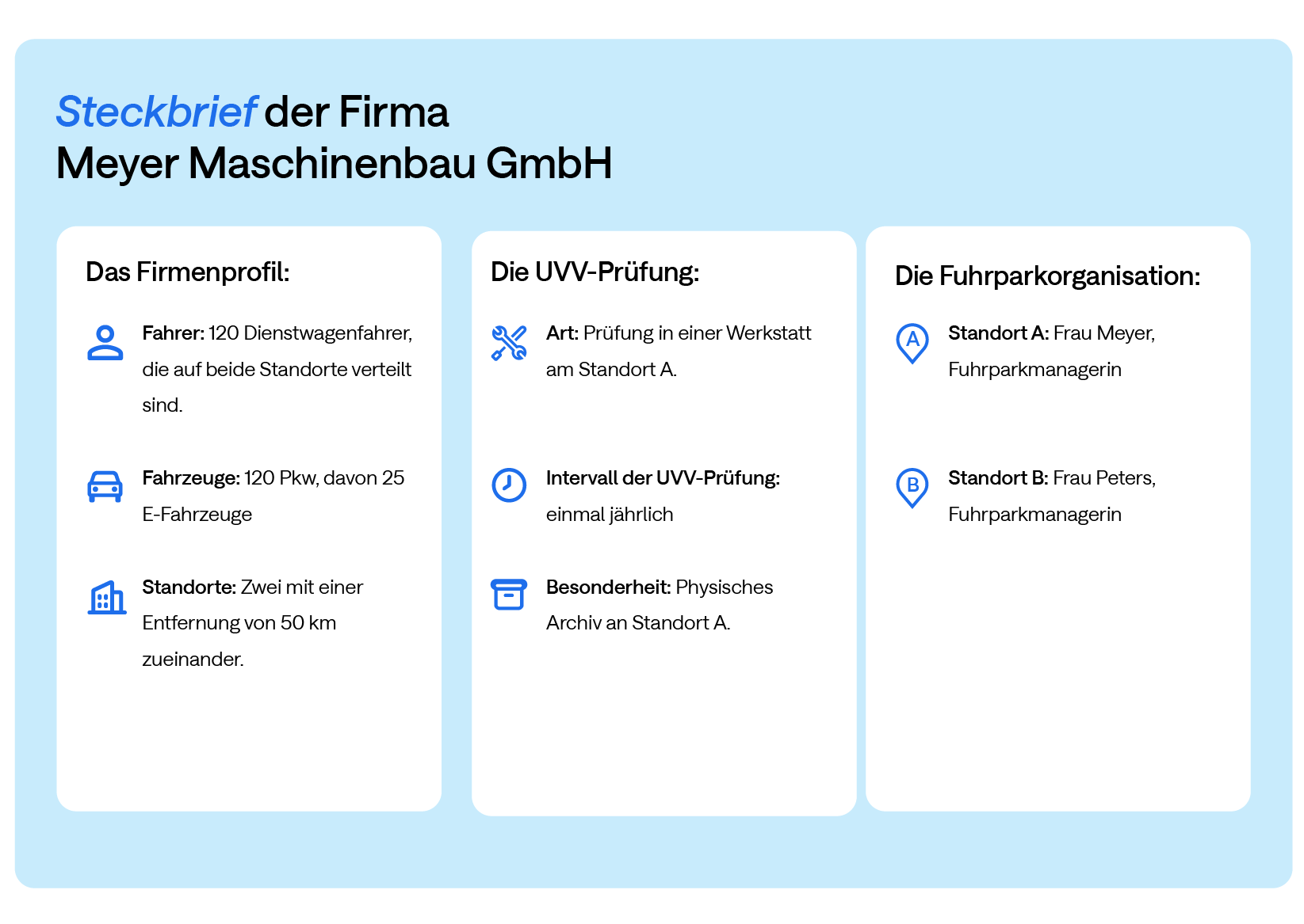 Steckbrief Meyer Maschinenbau Beispielfirma zur Fahrzeugverwaltung